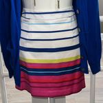 Tart  White Pink Blue Striped Mini Skirt Size Medium Photo 3