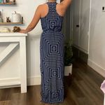 Amanda Uprichard Silk Navy Geometric Maxi Dress Size Small Photo 1