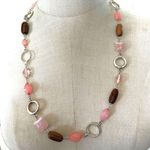 Cookie Lee Pink Beaded Silver Tone Link necklace Photo 0