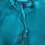 Faded Glory  Satin Blouse Bell Sleeve Teal 2x tassel tie Photo 8