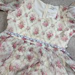 JessaKae Women’s Amelia Dress Sweatheart Neck Puff Sleeve in Cream Floral 1X Pink Photo 13