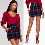 Ramy Brook Cienna Plaid Wool Blend Skirt Sangria/Gemstone Size 10 New w/Tag Photo 1