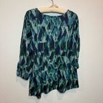 Allison Daley  Blue and Green Abstract Long Sleeve Top Photo 4