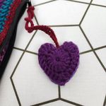 New Handcrafted Crochet Clutch Case Granny Heart Crochet Charm Teal Purple Burgu Blue Photo 4