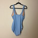 J.Crew  Long Torso Vneck Ruched Powder Blue One Piece Swimsuit‎ Size 14 Photo 5