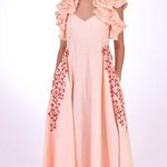 NWT Fanm Mon Essen Marassa Maxi Dress size XL in Peach Ruffle embroidered Pink Photo 0
