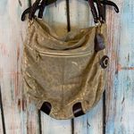 Tiffany and Fred Leopard Print Glittery Gold Purse with Double Straps Photo 0