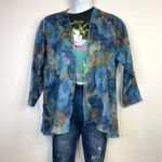Vintage Dinah Lee Sheer Crinkle Flowy Long Open Floral Art To Wear Jacket M L Multiple Size L Photo 12