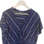 Ll bean v neck striped short sleeve dress draw string waste line size 2XL Blue Photo 2
