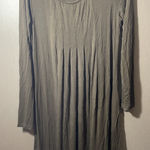 Large olive green pleated neckline long sleeve dress Photo 0