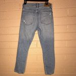 AE77 Blue Straight Leg Jeans with Trendy Distressing Size 2 Photo 1