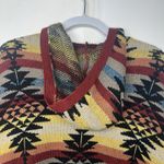 American Eagle  Women’s Medium Aztec Tribal Sweater Vest Fringe Open Front Photo 11