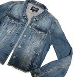 Silver Jeans Silver Jean Company Women’s Shelby Cropped Denim Distressed Frayed Jacket S Photo 4