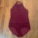 ANDIE  Bikini Set Baja Top Super High Waisted Bottom Size M Syrah Red Lace NWT‎ Photo 2