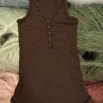 Splendid Brown Ribbed Racerback button up Tank top -  Photo 0