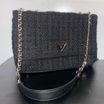 Guess Cessily Convertible Shoulder Bag in Black Tweed Photo 7