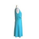 Lands' End Blue Turquoise Sleeveless Twist Front Stretch Summer Dress Small Photo 3