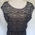 Guess  Lace Dress Womens Sz 12 Navy Lined Knee Cap Sleeve Studs Western Romantic Photo 1