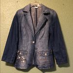 Stylish Vintage Denim Jacket with Embellishments rhinestone buttons Blue Size L Photo 1