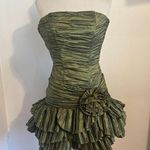 Jessica McClintock Vintage McClintock Prom Dress Mini Gown Fairy 90s Y2K Ruffle Strapless Green 4 Photo 0