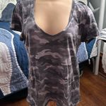 PINK - Victoria's Secret PINK Victoria’s Secret Gray Camo Deep V-neck Tee, Lg Photo 0
