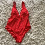 New Low Back Plunging One Piece Swimwear Red Size M Photo 3