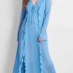 Future Collective Women's Long Sleeve Ruffle Maxi Dress -  Light Blue Photo 0
