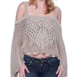 Taylor & Sage COPY -  Juniors' Cold Shoulder Tan Crochet Top Size Small Photo 0