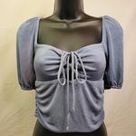 Sophie Rue M Slinky Front Tie Blouse Blue Dust (b30.1) Photo 1