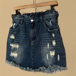 Hayden Distressed Denim Mini Skirt Frayed Hem Casual Chic Photo 0