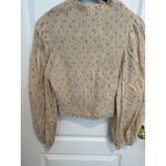 Ivory Ella Fab'rik Smocked Floral Top Cream Puff Sleeves Ivory Beige Size L Photo 2