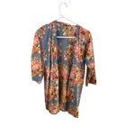 Vintage Dusty blue Floral cotton Robe /duster / kimono Size M Photo 3