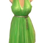 Elegant Lime Green Party Time Halter Top Style Formal Dress Size 6 by Lisa Kane Photo 0