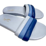 Seychelles  Sandals Size 9 Leather Low Key Blue Bright Open Toe Slides‎ Photo 0