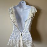 American Eagle Outfitters Women's Lace Peplum Top small Ivory Floral Sheer Blou Photo 2