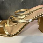 NWT The Drop Women's Avery Square Toe Two Strap Heeled Sandal, Gold, Size 10 Gold Photo 1