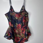 Victoria's Secret Victoria’s Secret Gold Label Navy Blue Red Floral Paisley Print Babydoll Photo 2