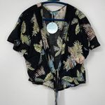 MINT VANILLA BLACK WITH MULTICOLOR FLORAL DESIGN WRAP TIE TOP SIZE 10 Photo 0