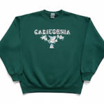 Vintage 90s California Hummingbird Floral Hunter Green Crewneck Sweatshirt XL Photo 0