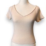 Urban Outfitters  ribbed strechy cream v neck t-shirt sp Photo 1