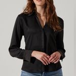 ASTR the Label Black Button Down Top Size S Tie Back Corset Witchy Whimsigoth Photo 0