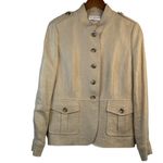 Lena Gabrielle Linen Military Style Jacket Blazer Beige Size 8 Brown Photo 1