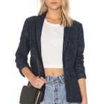 J Brand  Layla Blazer Jacket Womens Small Navy Floral Jacquard Metallic Holiday Photo 7