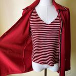 St. John Y2K Collection Red Knit Jacket & Striped Shell Set Small Santana Knit Photo 5