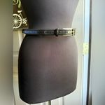 Brighton Vintage denim and leather silver buckle heart belt, size M/L Photo 1