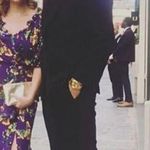 💕SALONI💕 Olivia Floral Printed Silk Midi Dress ~ Violet Sweetpeas US 4 Purple Photo 5