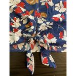 Q2 Tie Front Top‎ Womens Small Floral Office Cropped Relaxed Fit 3/4 Sleeve Photo 6