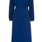 Whistles Dark Blue Eloise Textured Viscose Dress, US Size 10 / UK 14 Photo 0