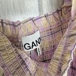 Ganni  Organic Seersucker Orchid Bloom Check Top size 38 6/M Photo 7