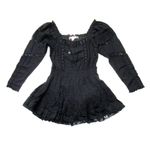 Love Shack Fancy NWT Sanaya Mini in Black Ribbon & Eyelet Trim Cotton Dress L Photo 1